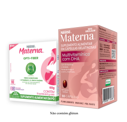 Materna Multivitamínico com DHA 30 caps e Materna Fibras com 50% OFF