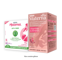 Materna Vitaminas & Minerais e Materna Fibras com 50% OFF